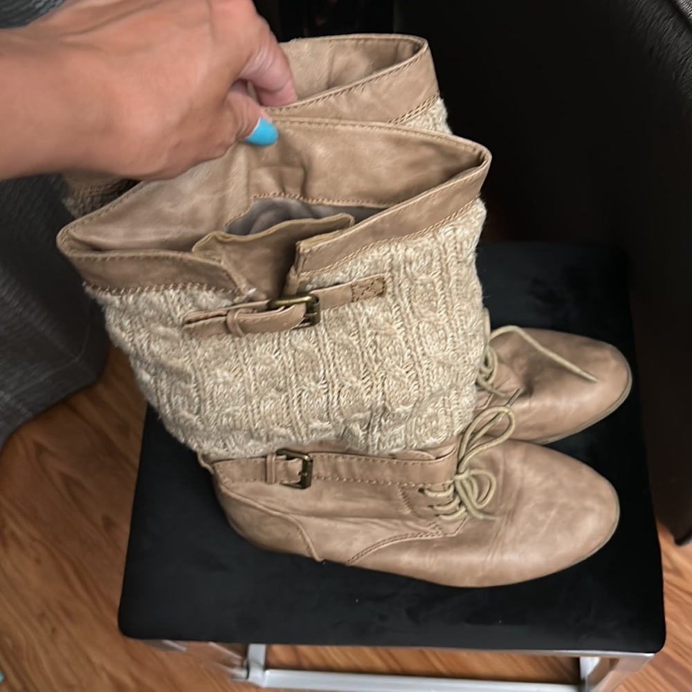 Report Sweater Buckle and Lace Boots